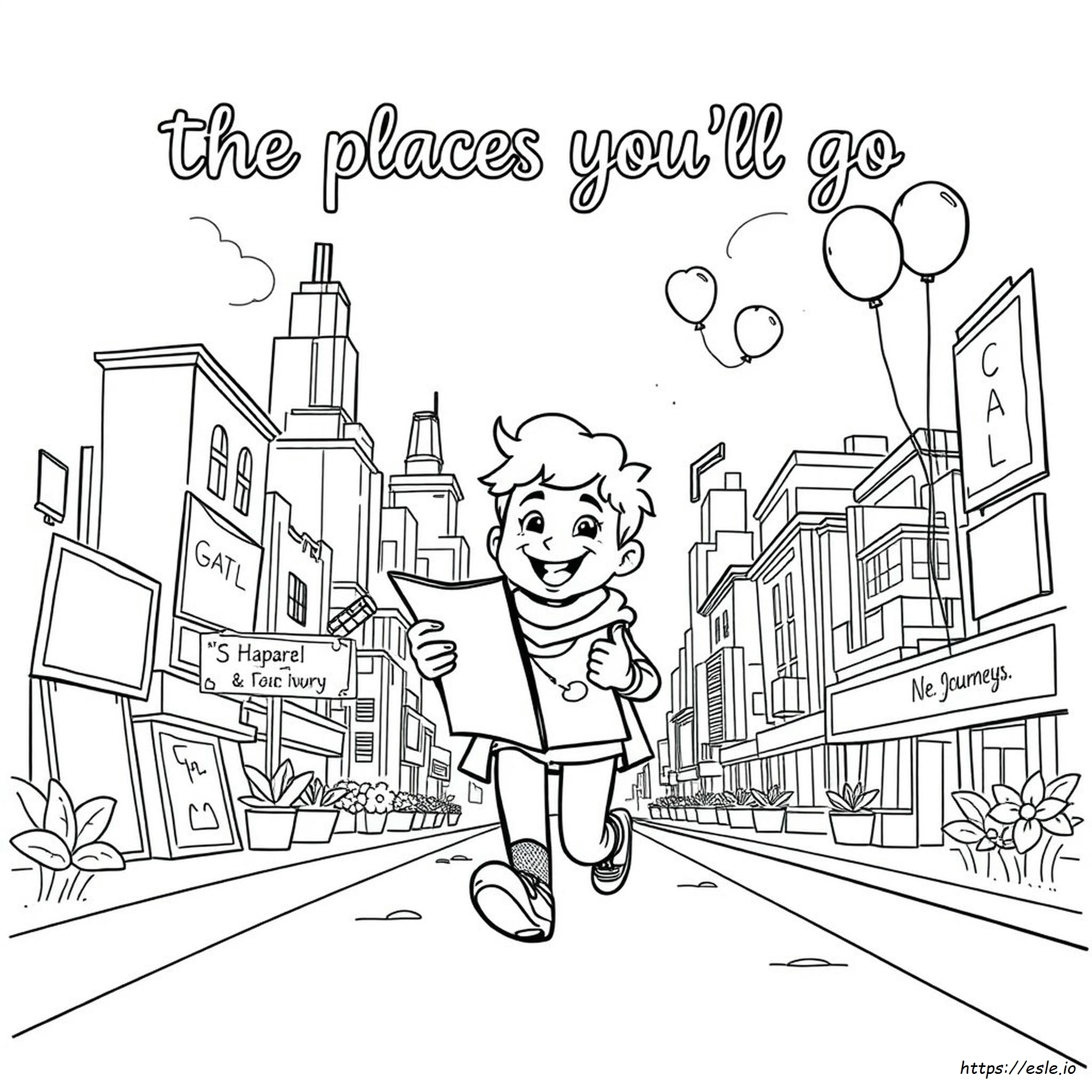 The Places You'll Go Coloring Page - Free Printable