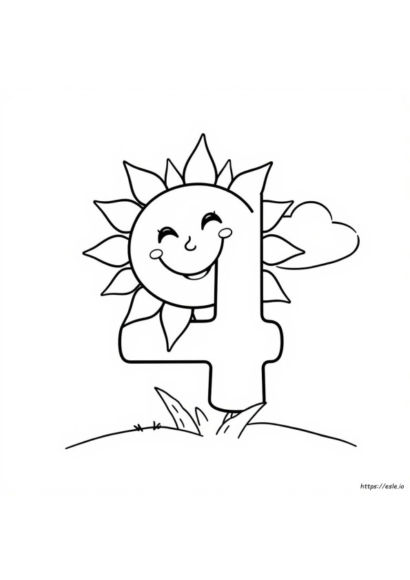 Number 4 For Colouring