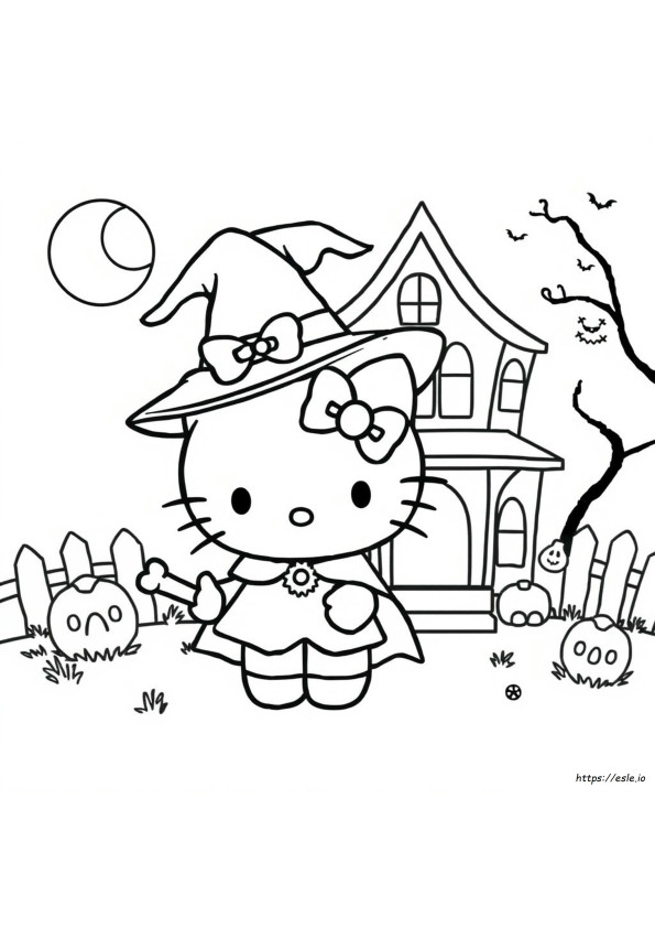 Hello Kitty Witch Coloring Pages