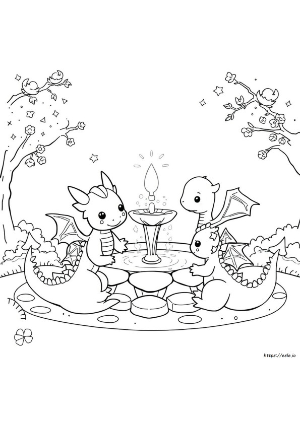 Dragão Kawaii Fofo Para Colorir: Criaturas Míticas