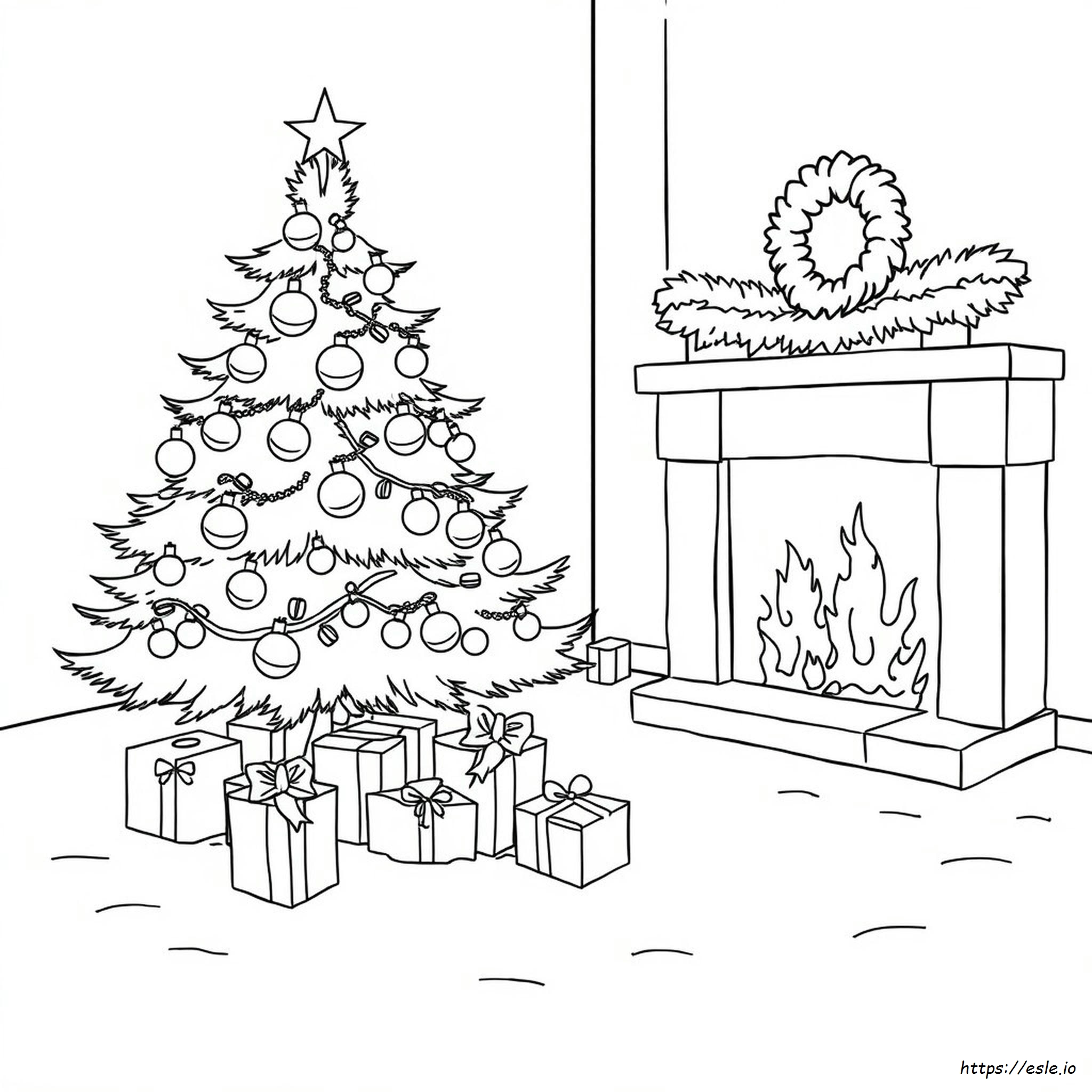 Christmas Scene Colouring In Coloring Page