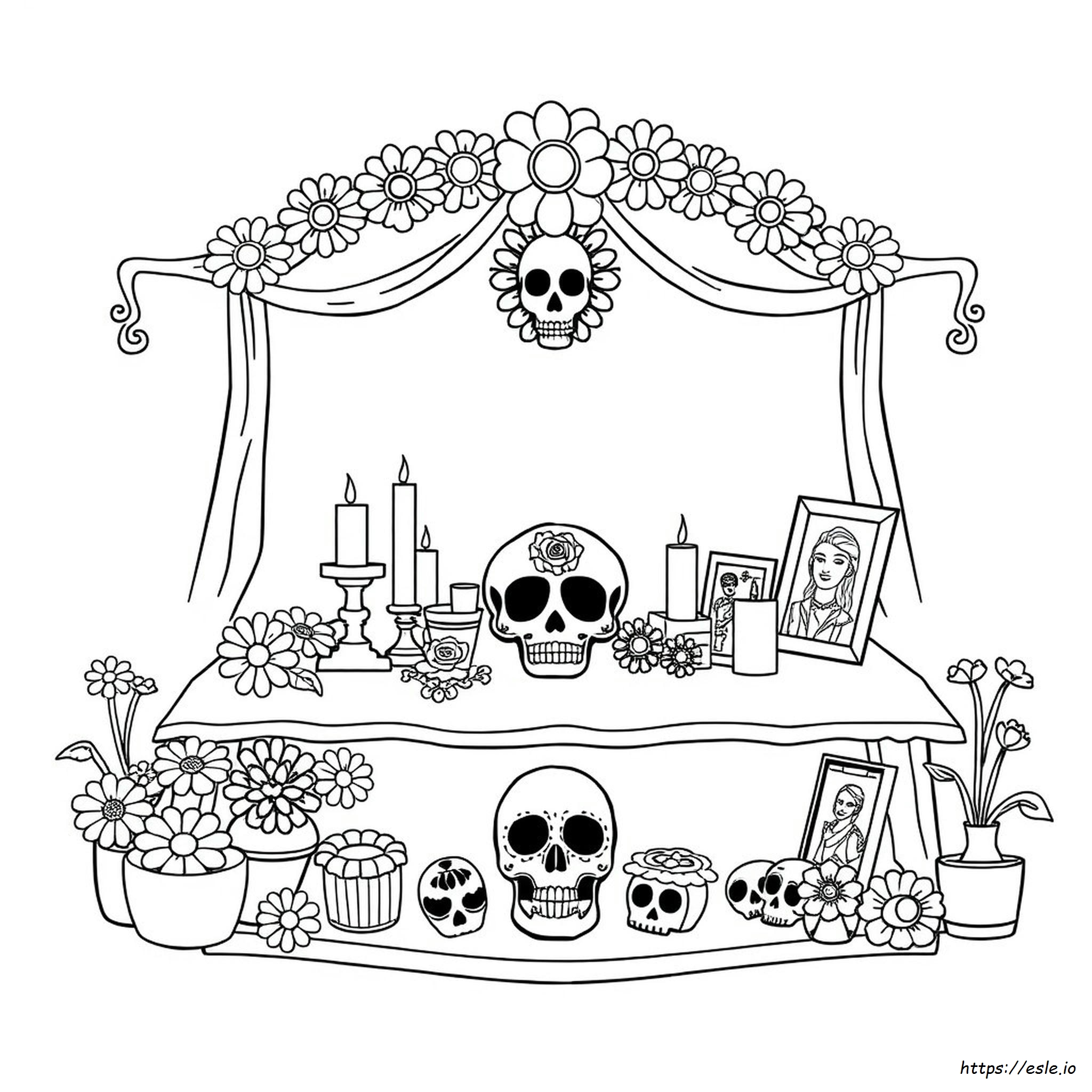 Altar De Día De Muertos Para Colorear