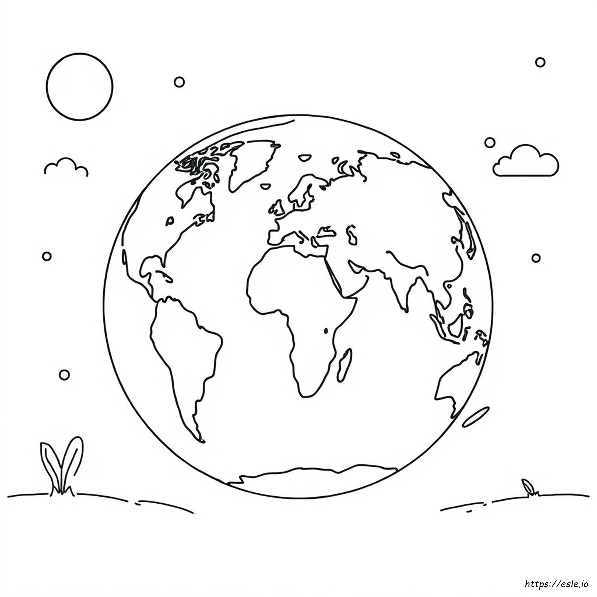 Easy Earth Coloring Page - Free Printable PDF