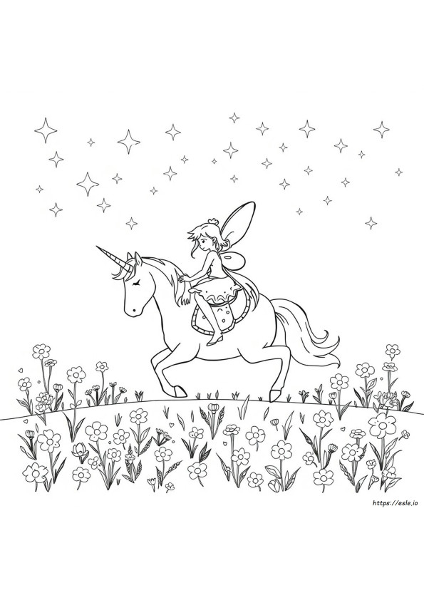 Fata Su Unicorno Da Colorare