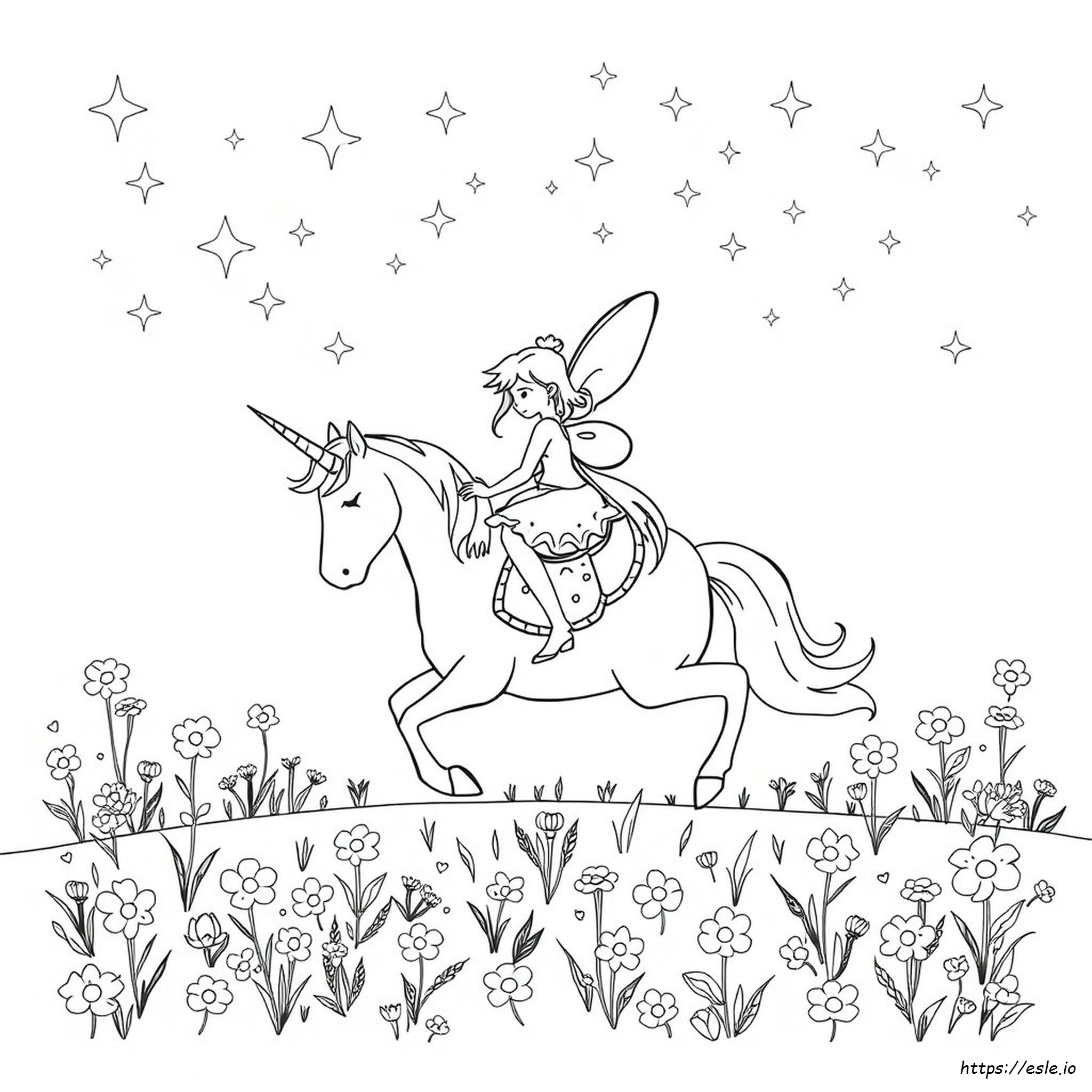 Fairy Riding A Unicorn Coloring Page - Free Printable