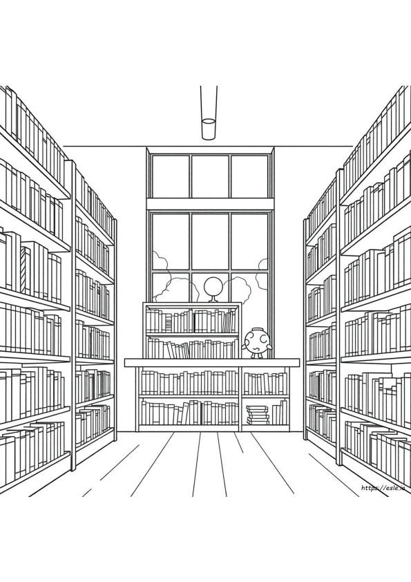 Desenhos Para Colorir De Livros Em Uma Biblioteca