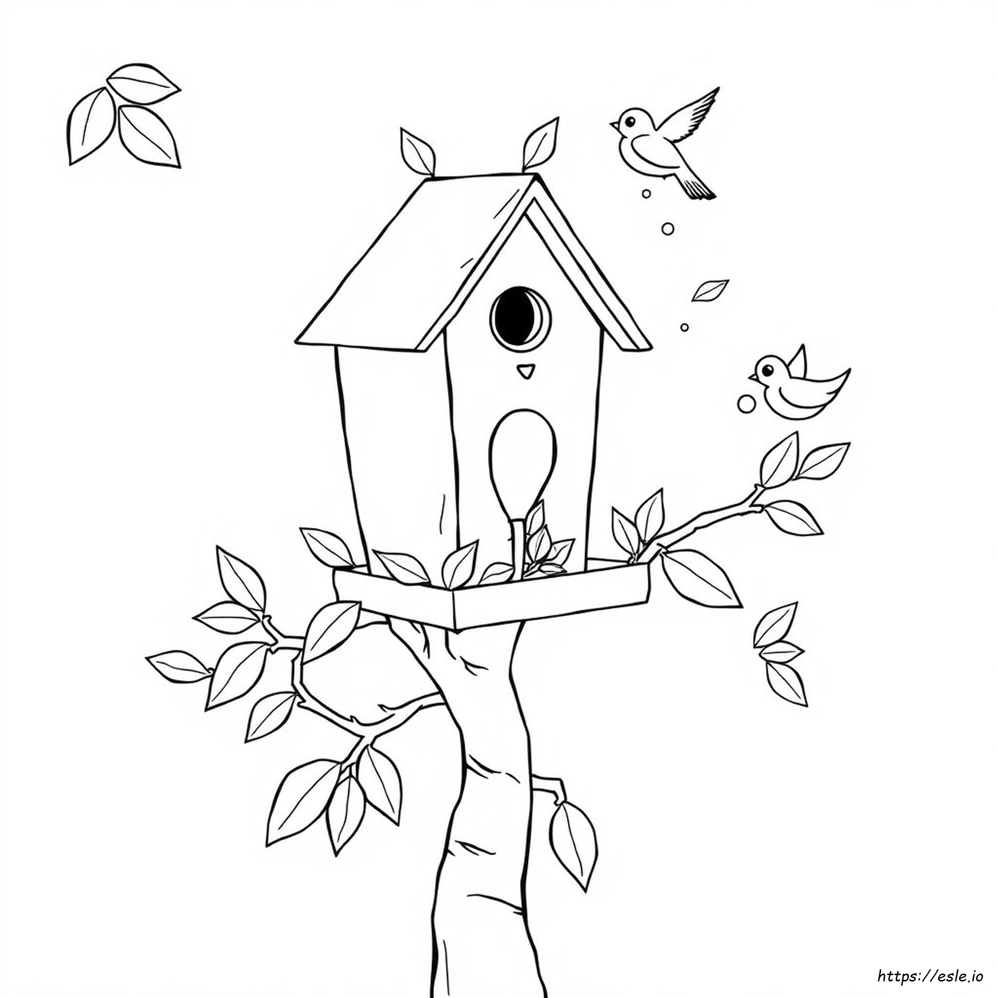 Free Printable Birdhouse Coloring Page for Kids