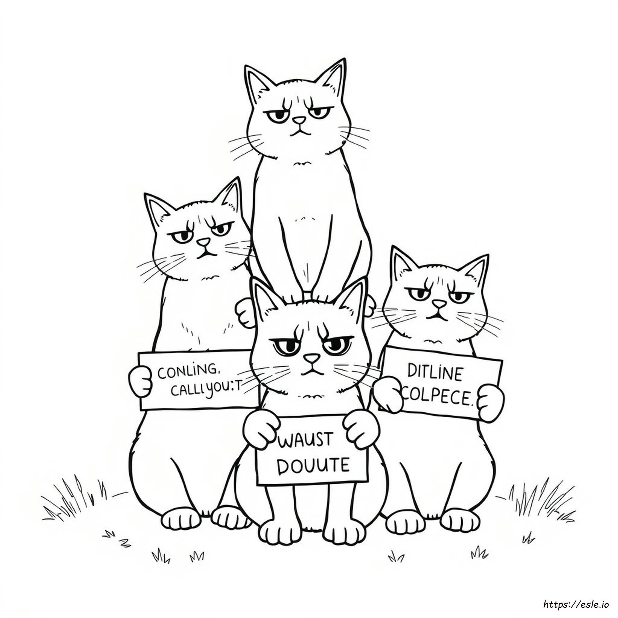 Hilarious Swearing Cats Coloring Page - Free Printable
