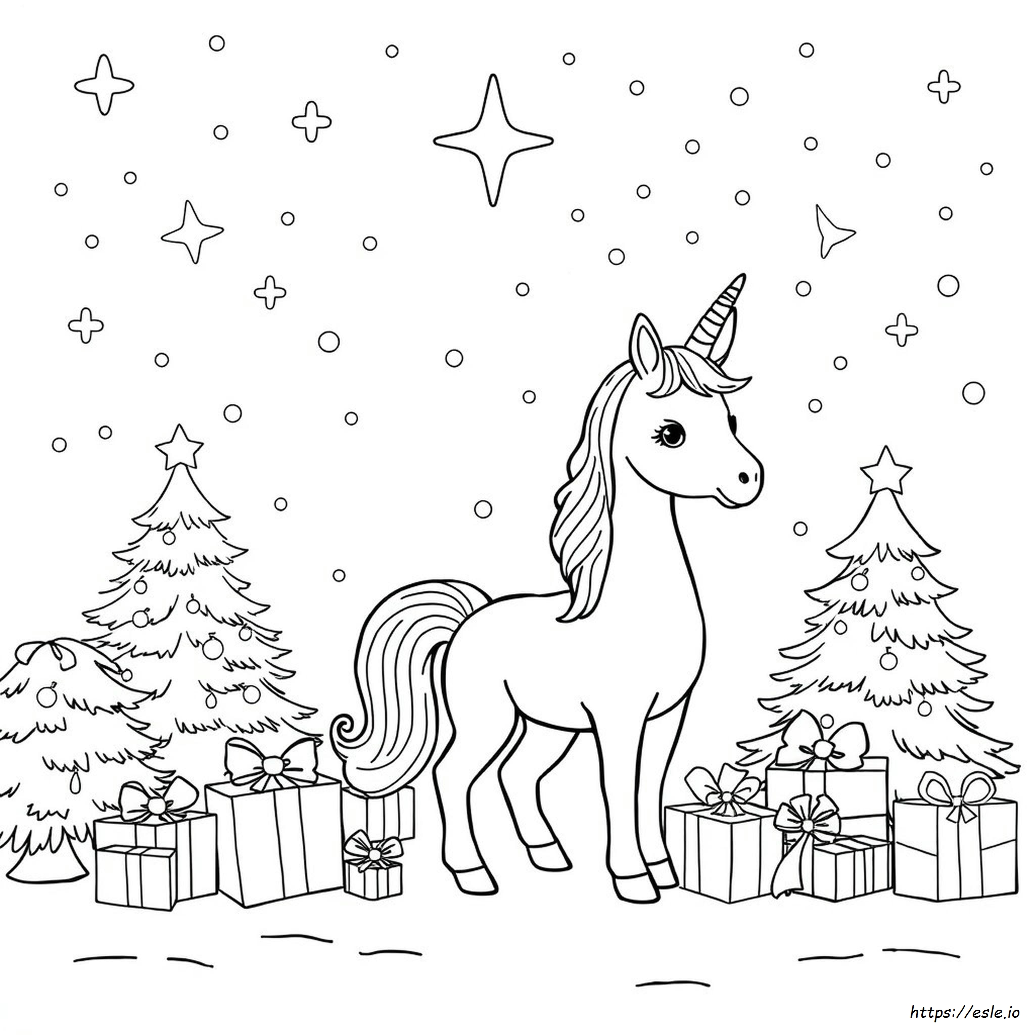 Unicorno Natale, Disegni Da Colorare Gratis Da Stampare