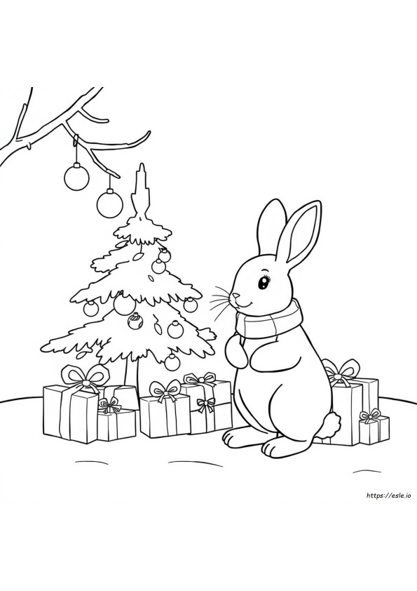 Christmas Rabbit Coloring Pages