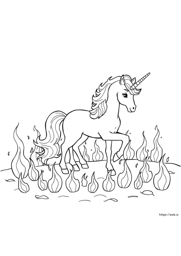 Unicorno Di Fuoco Da Colorare