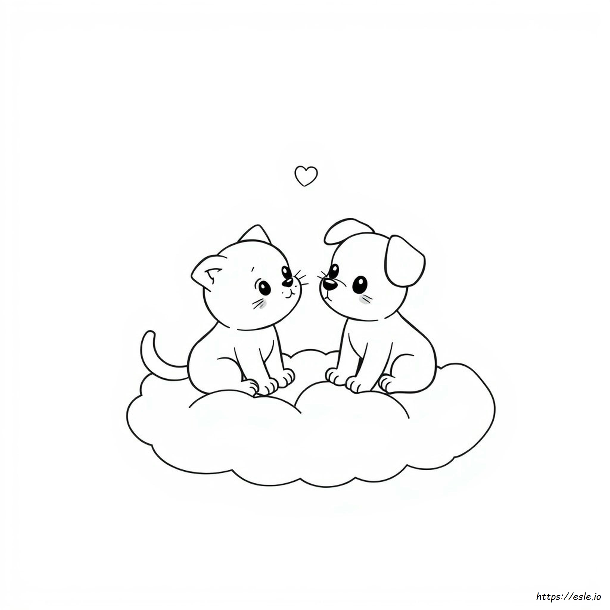 Kawaii Cat And Dog Coloring Pages