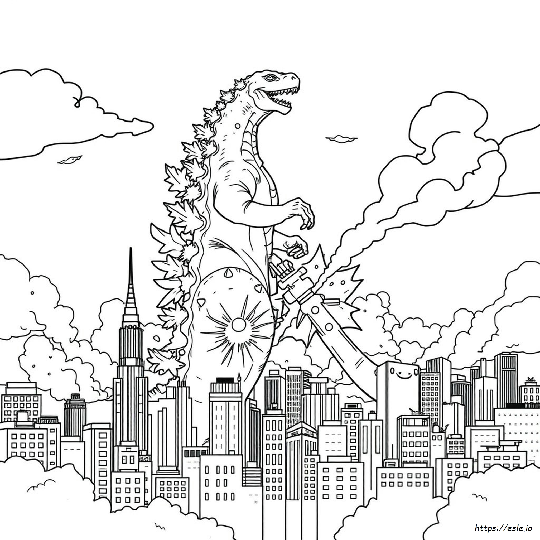 Kolorowanka Godzilla Walczący do Druku - Obrazek PDF
