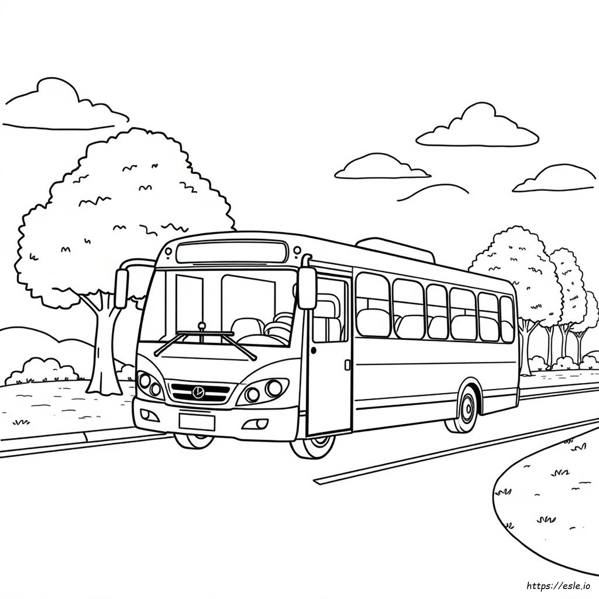 Realistic Bus Coloring Page - Free Printable
