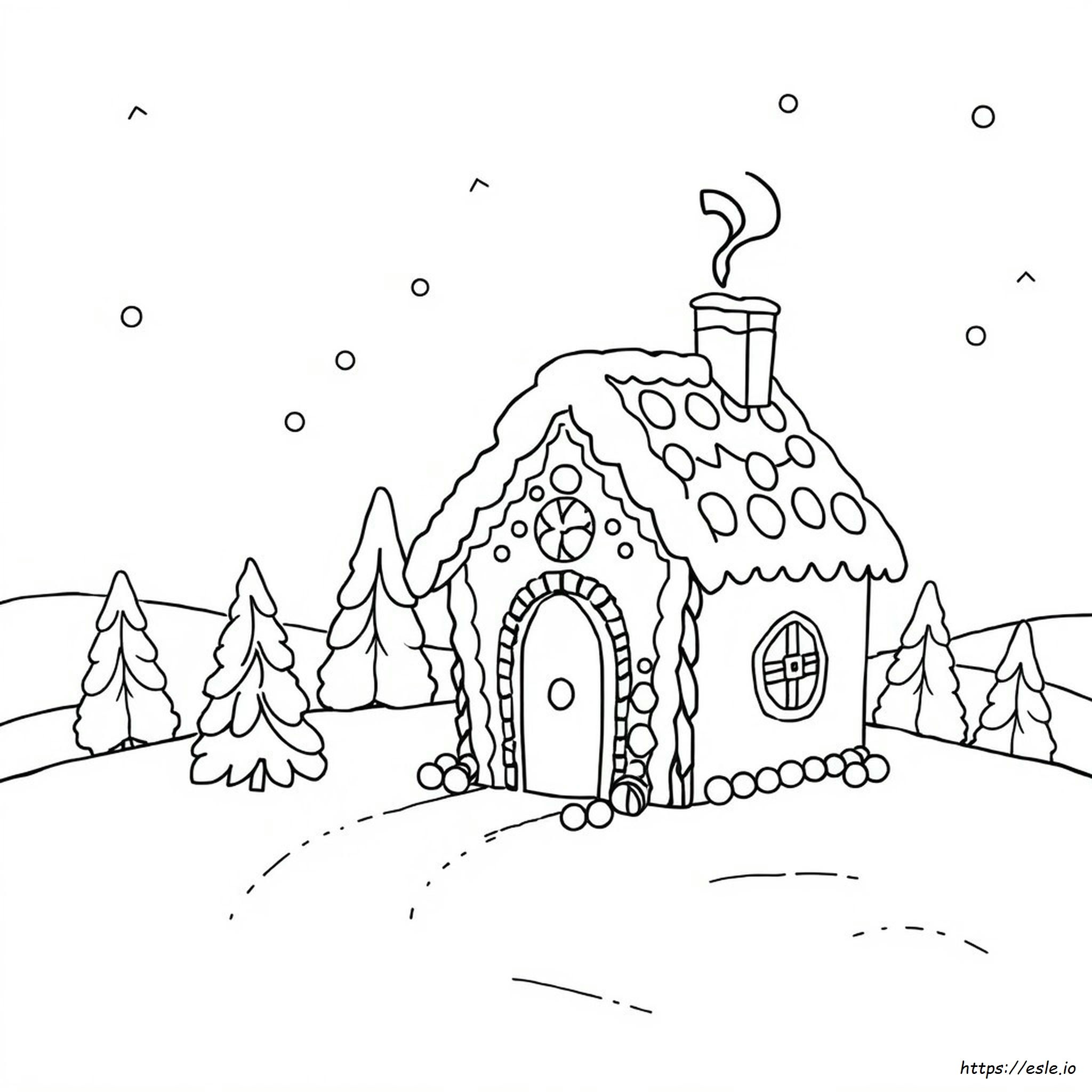 Free Printable Easy Gingerbread House Coloring Page