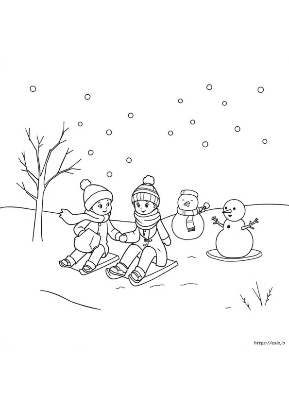 Playing In The Snow Coloring Pages
