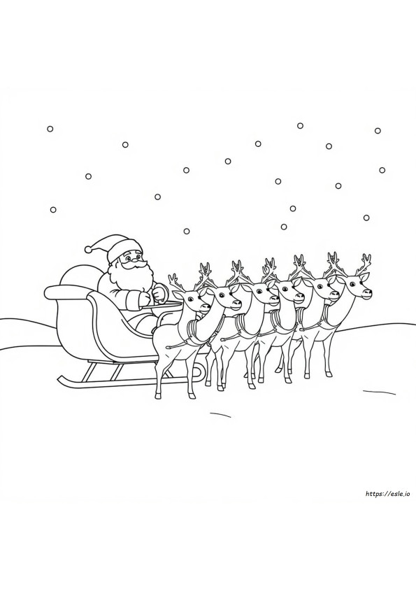 Páginas Para Colorear De Papá Noel Y Sus Renos