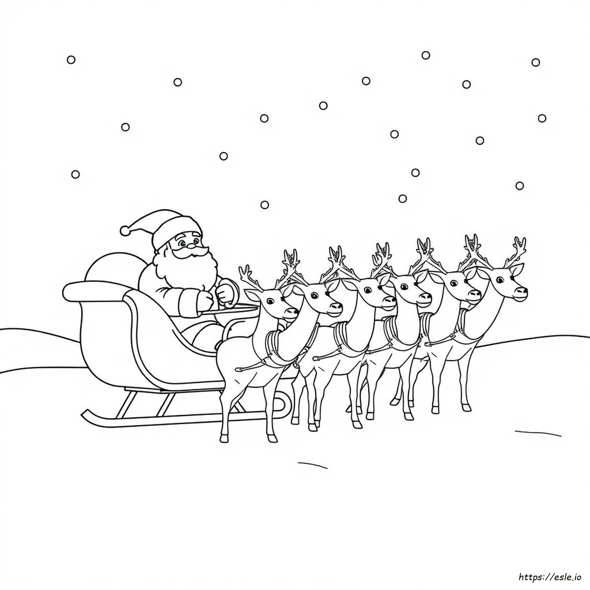 Coloriage Père Noël Et Ses Rennes à Imprimer Gratuitement