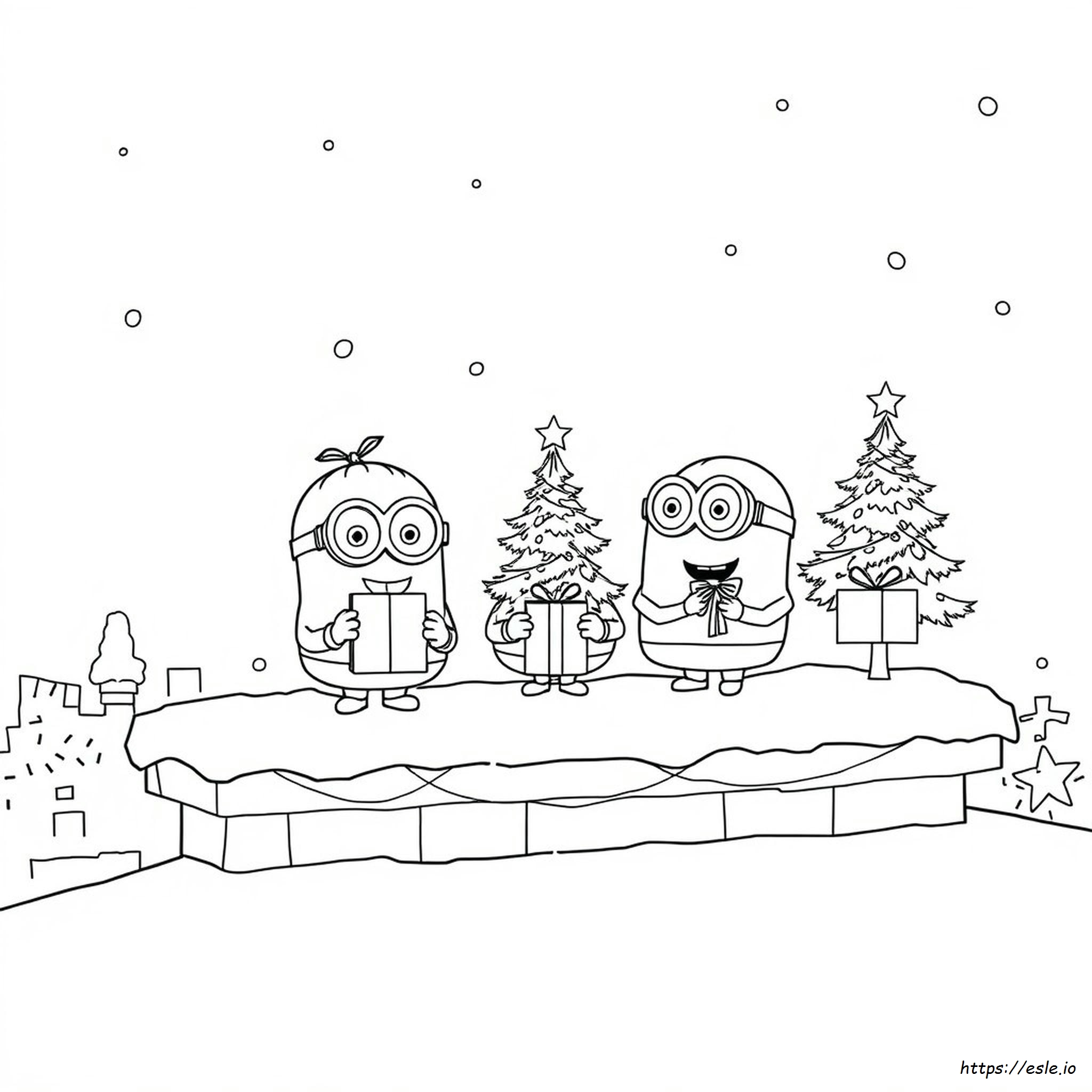 Minions Christmas Coloring Pages Printable