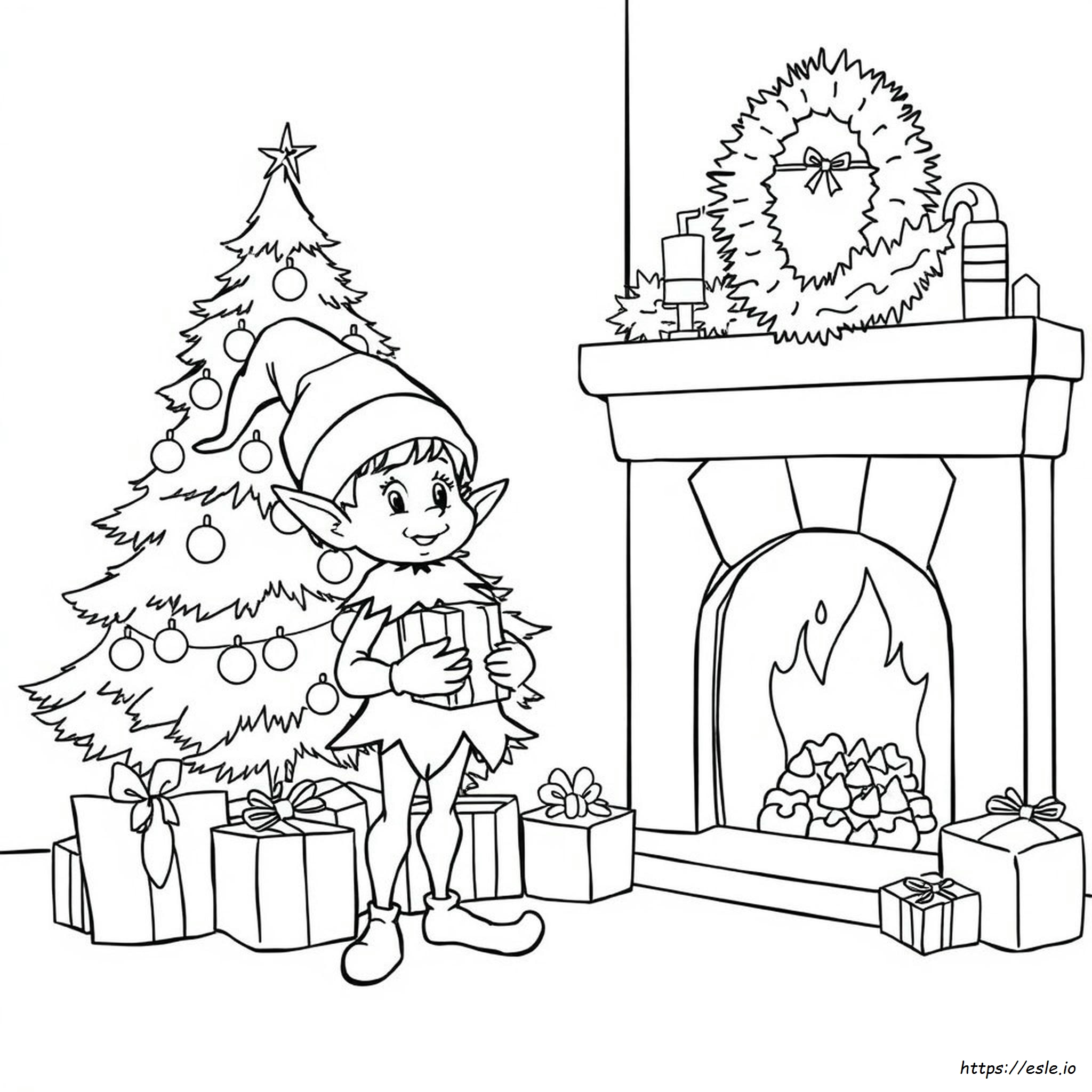 Weihnachten Ausmalbild Elf zum Ausdrucken und Ausmalen