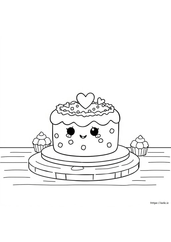 Kawaii Cute Cake Coloring Pages