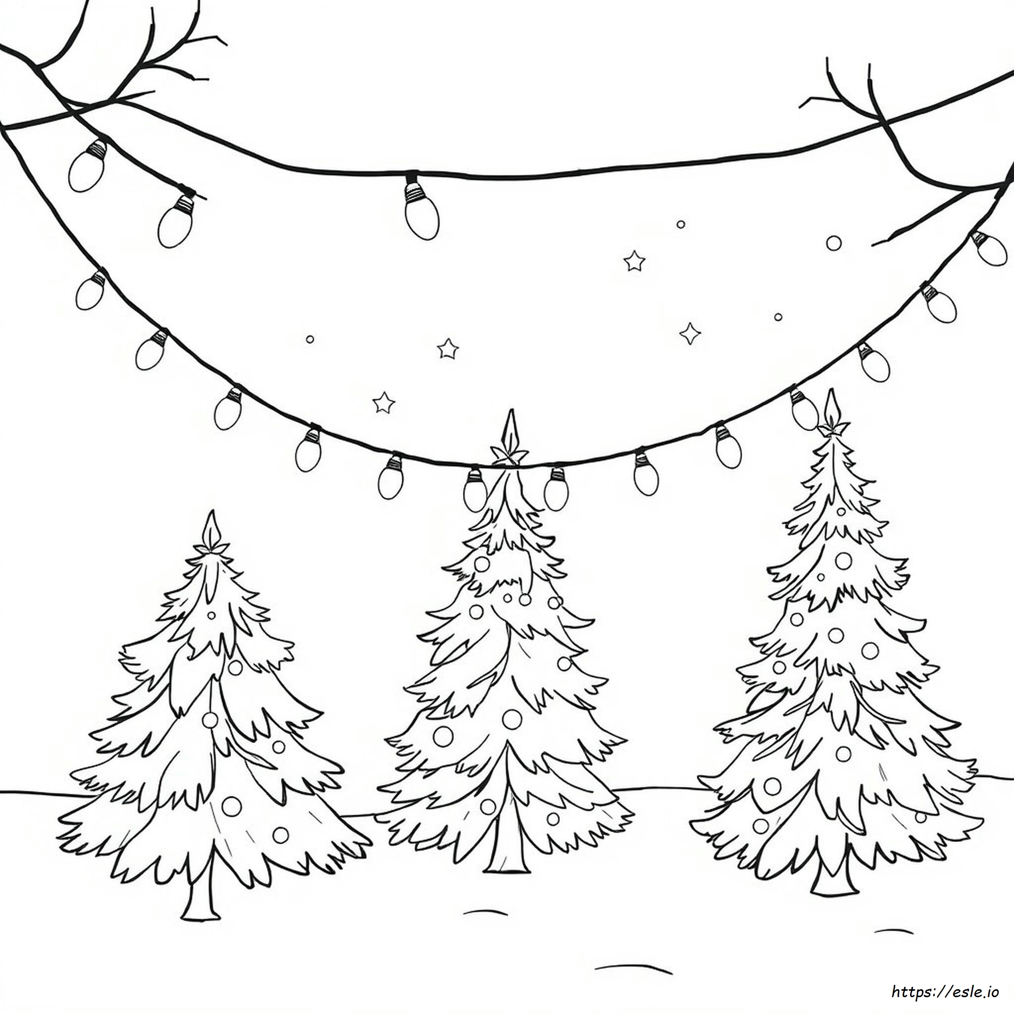 クリスマスライトのぬりえ - 無料プリント