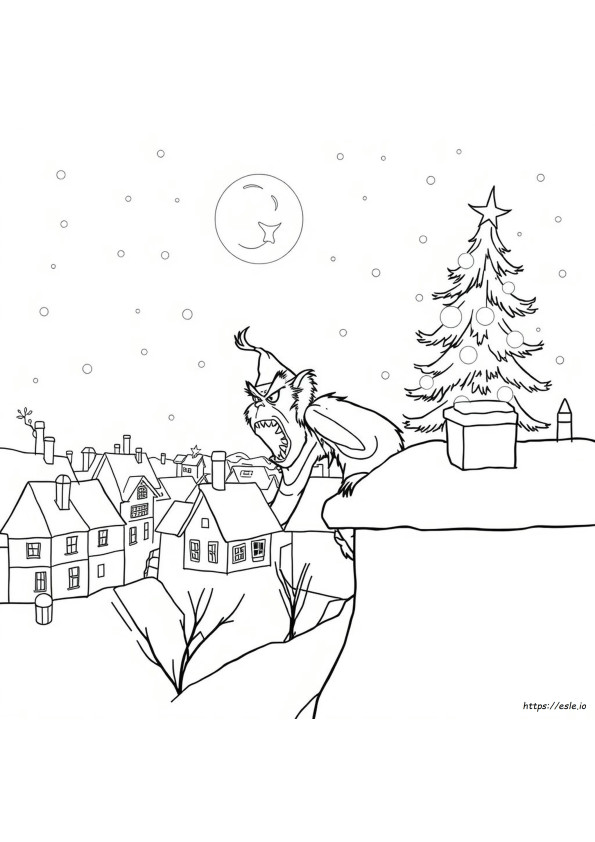 Grinch Stealing Lights Coloring Page