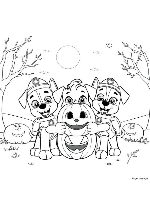 Patrula Cățelușilor De Halloween De Colorat