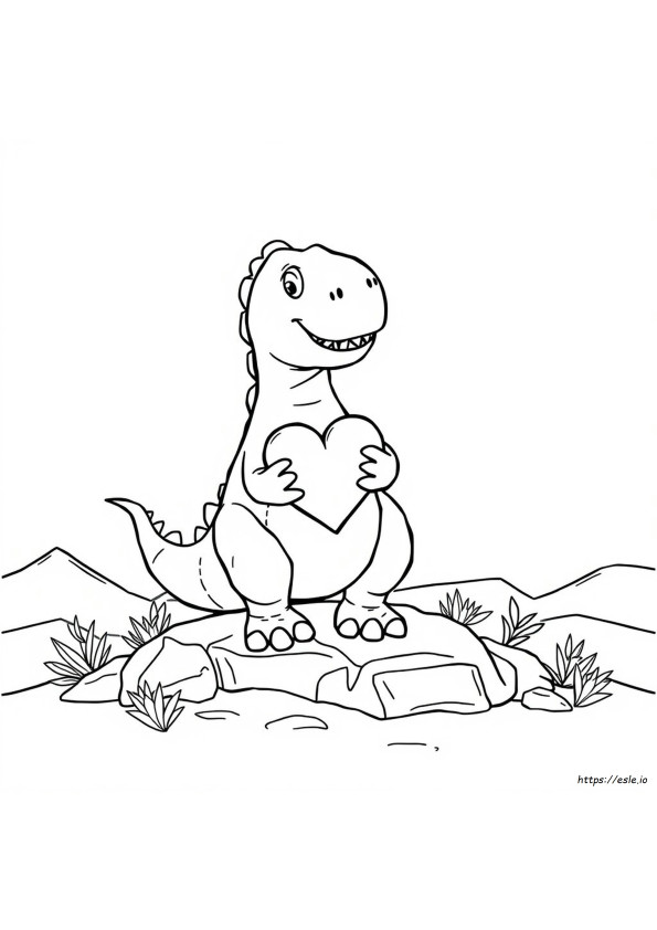 Dinosaur Heart Coloring Page