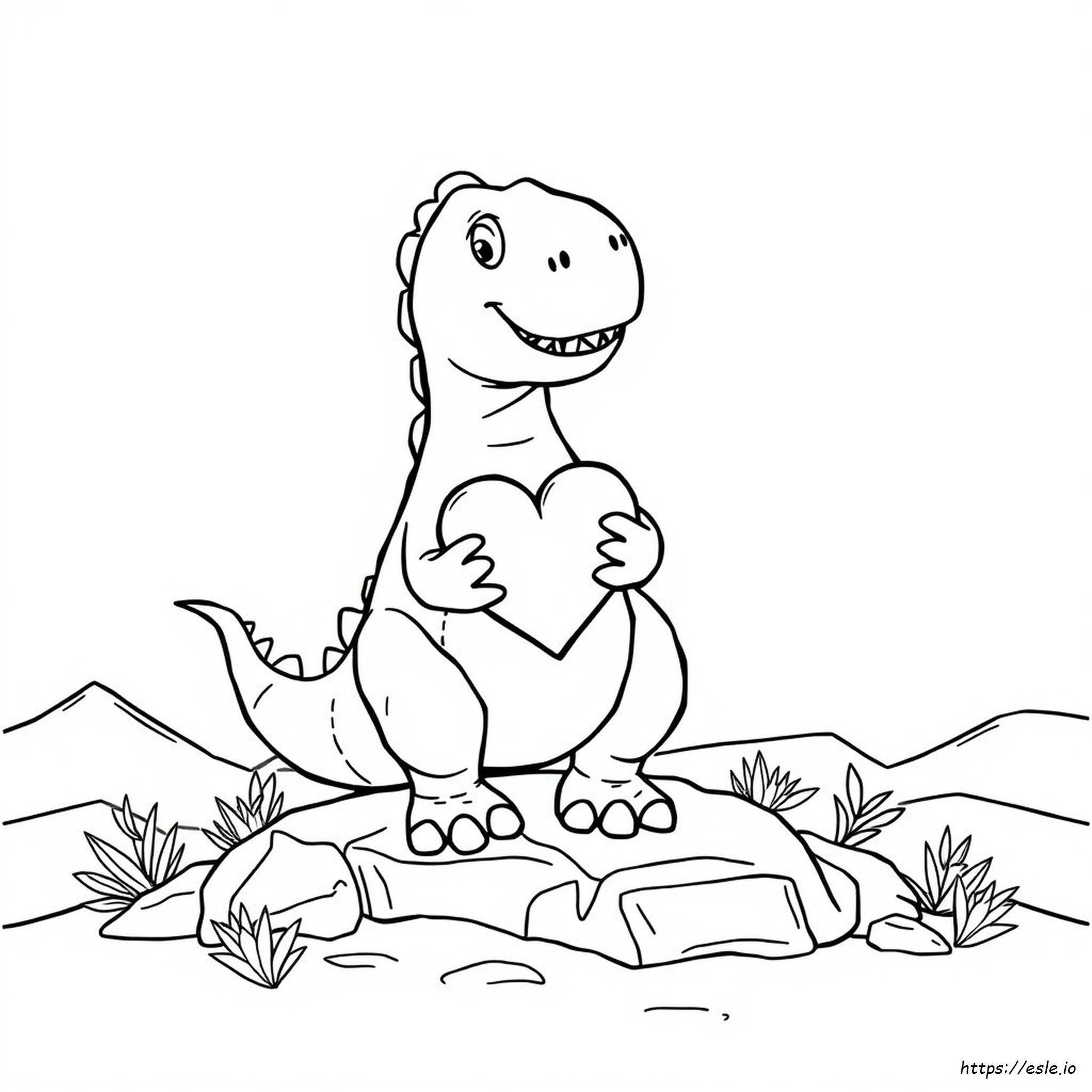 Dinosaurio Con Corazón Para Colorear - Gratis Para Imprimir