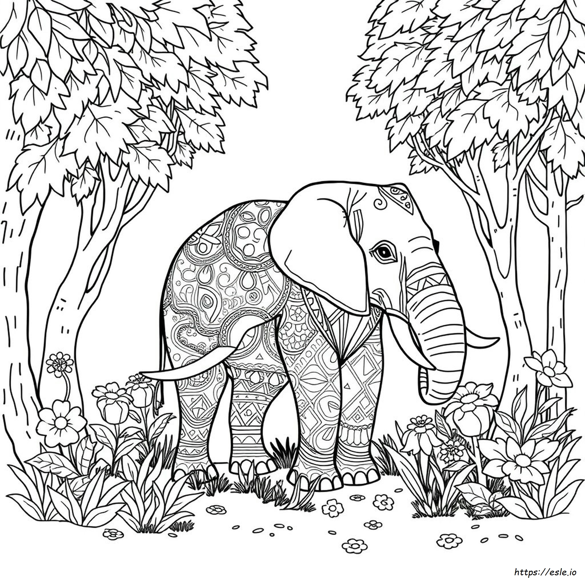 Intricate Elephant Coloring Pages