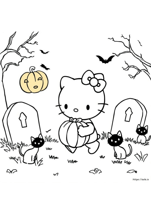 Hello Kitty Halloween Coloring Sheet