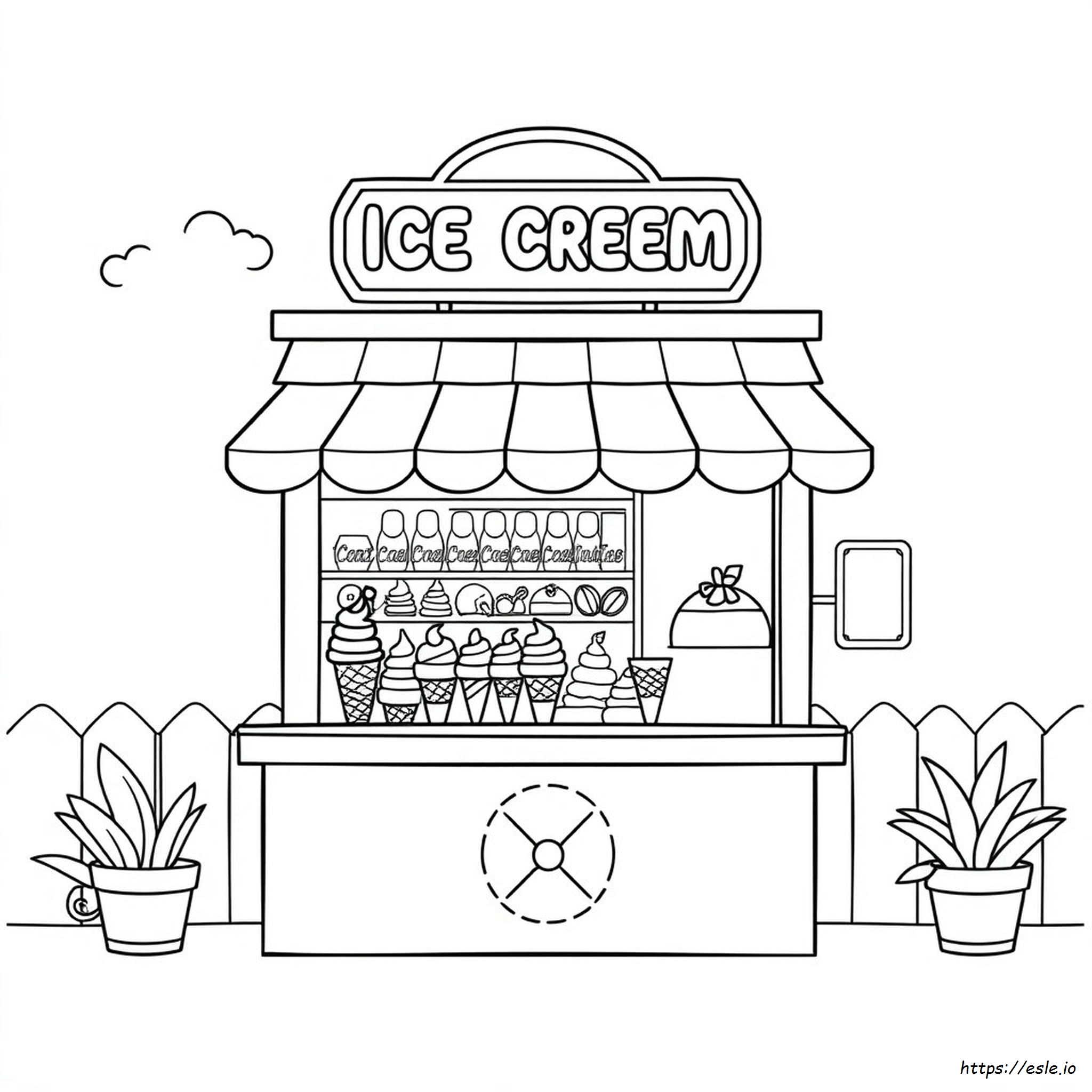 Ice Cream Store Coloring Page