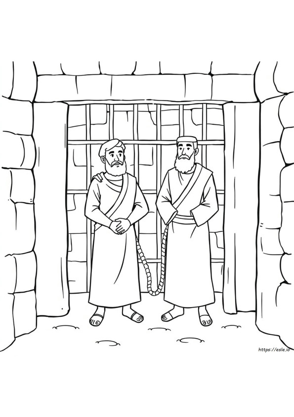 Pablo Y Silas En La Cárcel Para Colorear