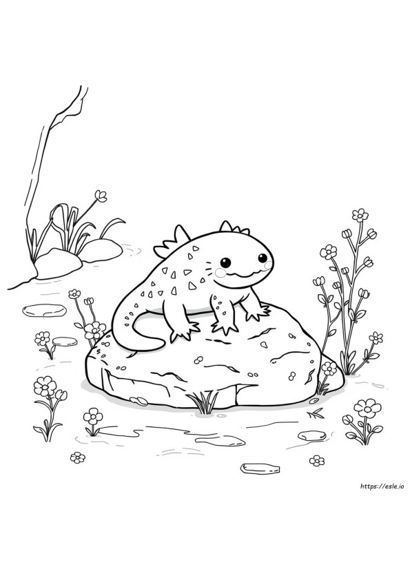 Adorable Kawaii Axolotl Coloring Page