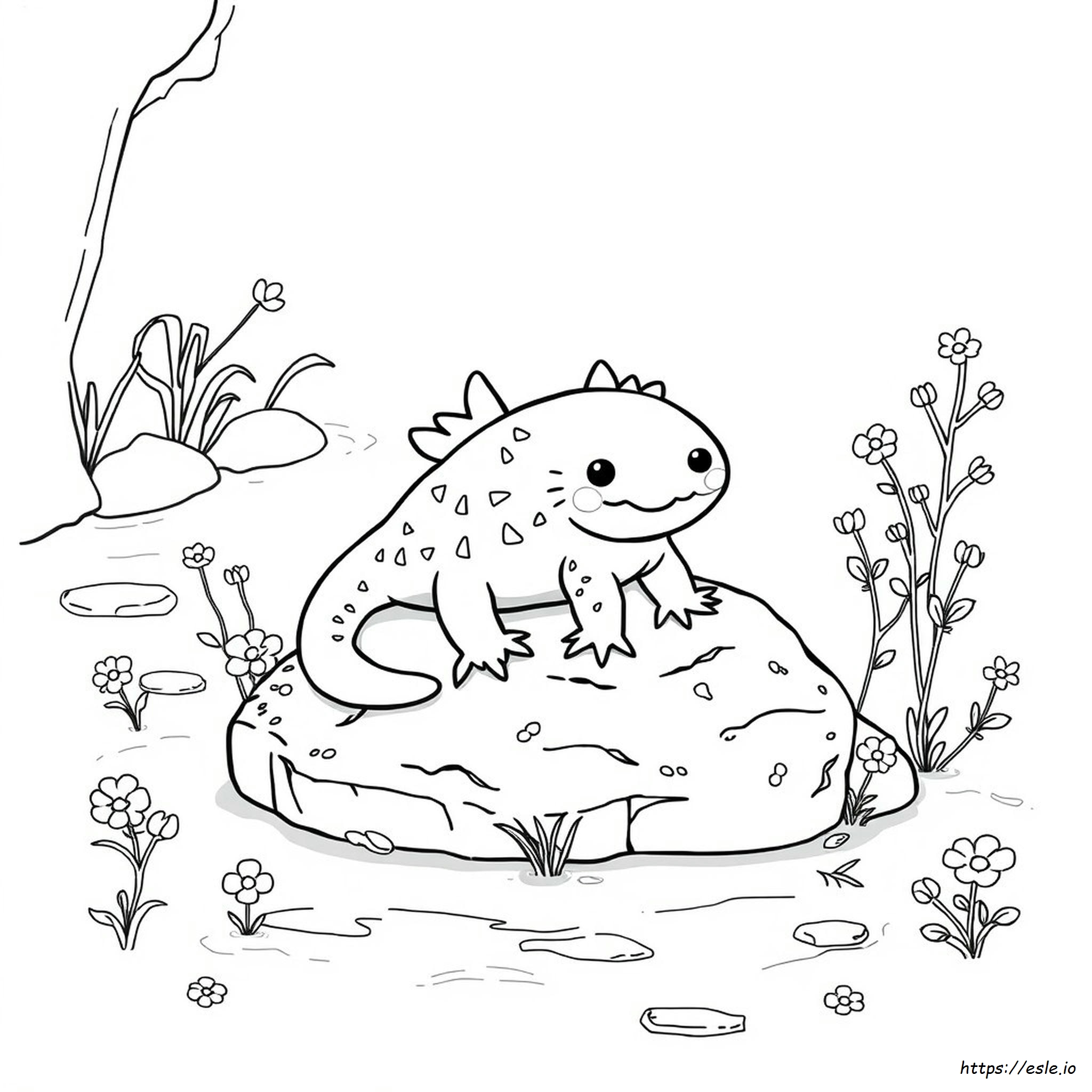 Adorable Kawaii Axolotl Coloring Page