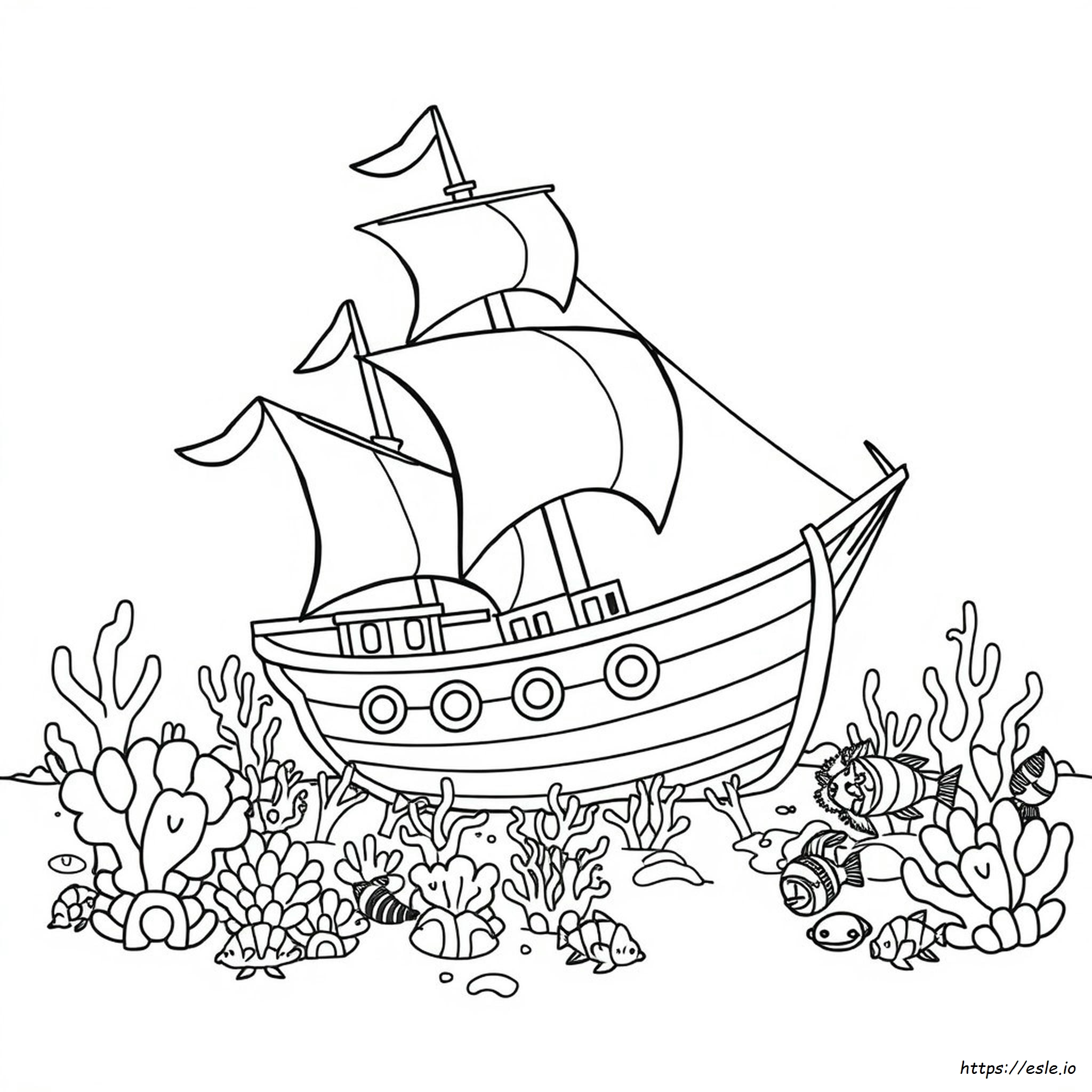 Sunken Pirate Ship Coloring Page