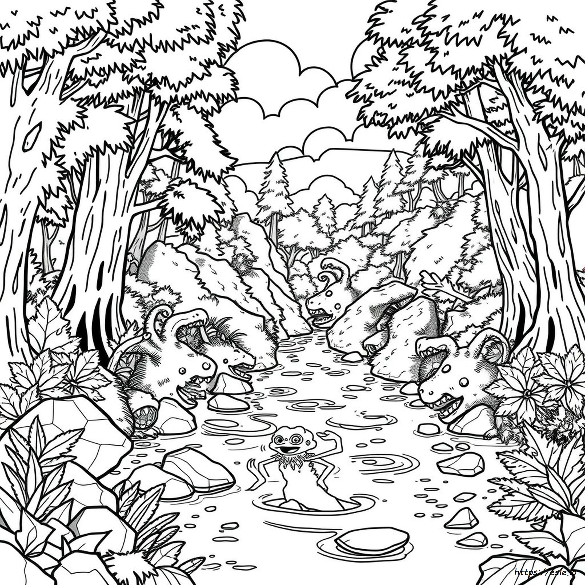 Gambar Mewarnai Monster Sungai - Gratis Untuk Dicetak