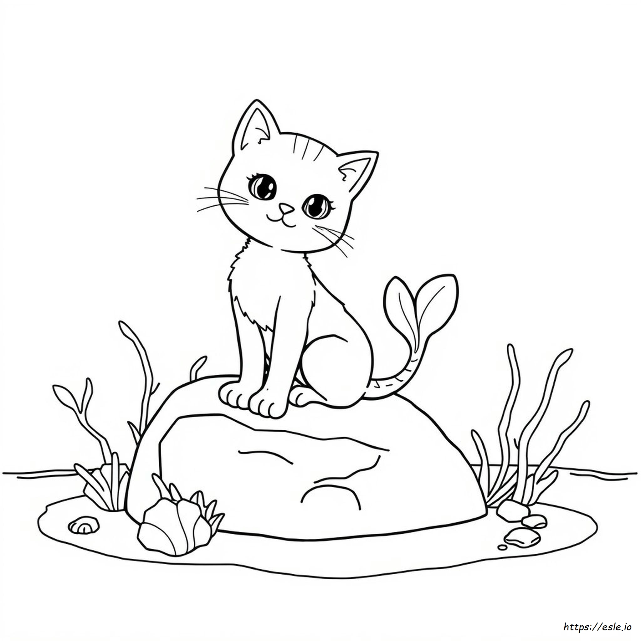 Coloriage Sirène-Chat
