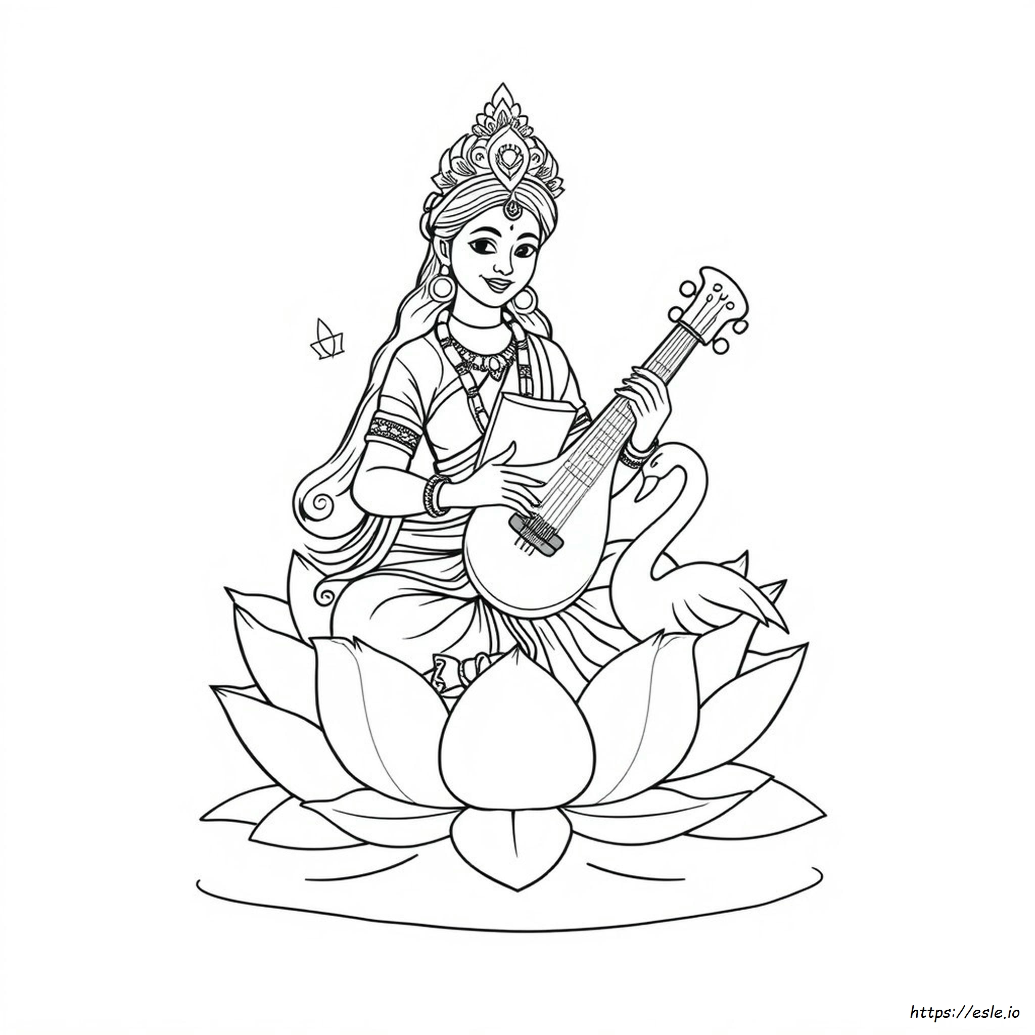 Printable Saraswati Coloring Pages