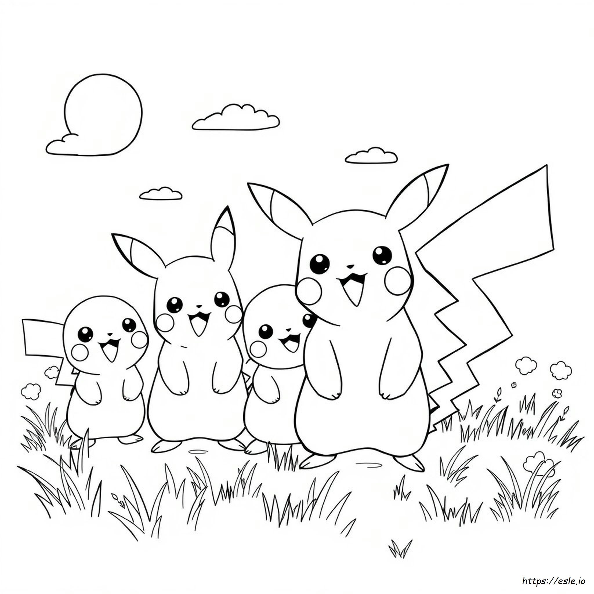 Pikachu Dan Teman-Temannya Gambar Mewarnai