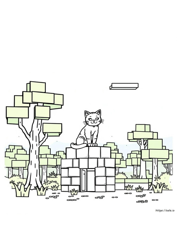 Minecraft Cat Colouring Pages