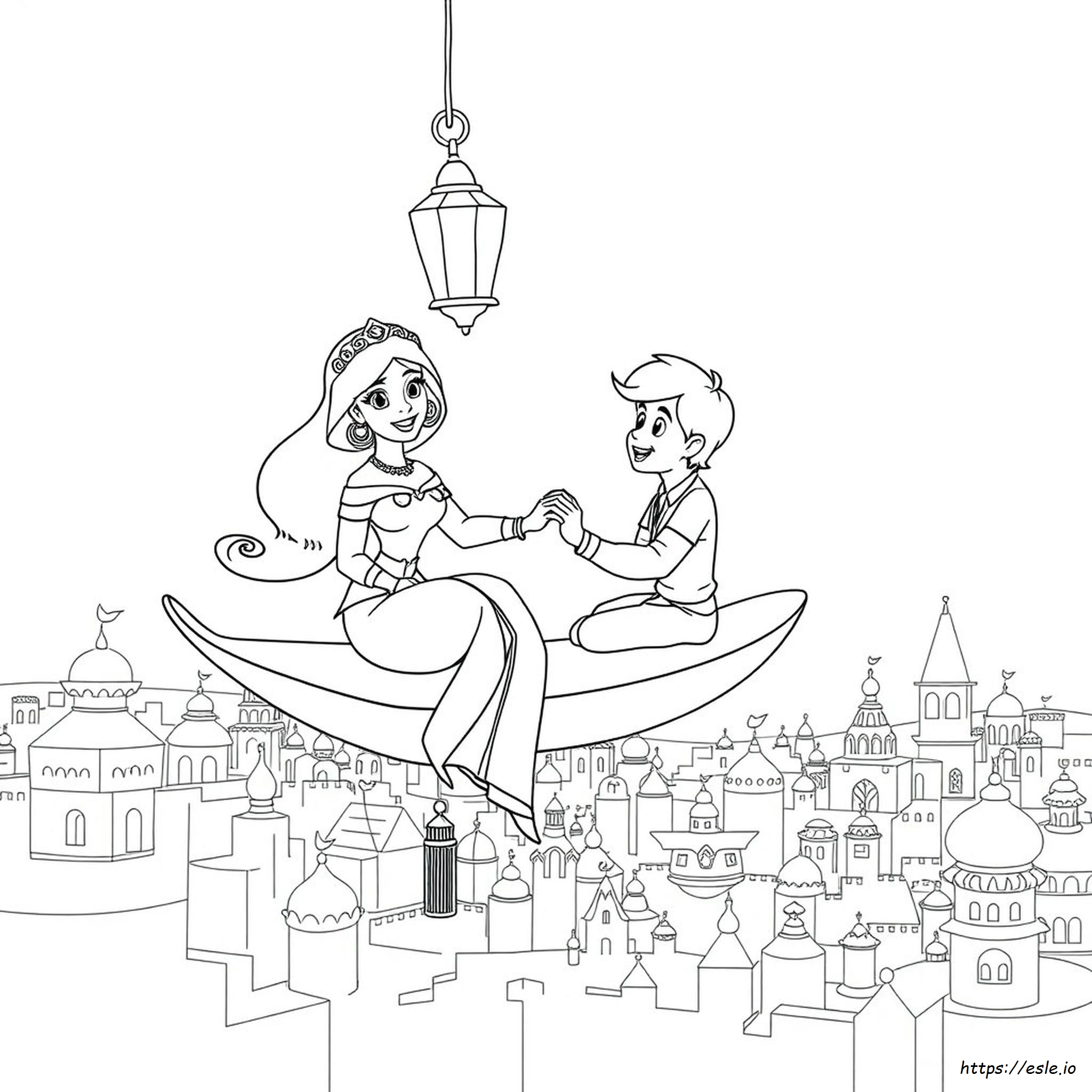 Princess Jasmine And Aladdin Coloring Pages