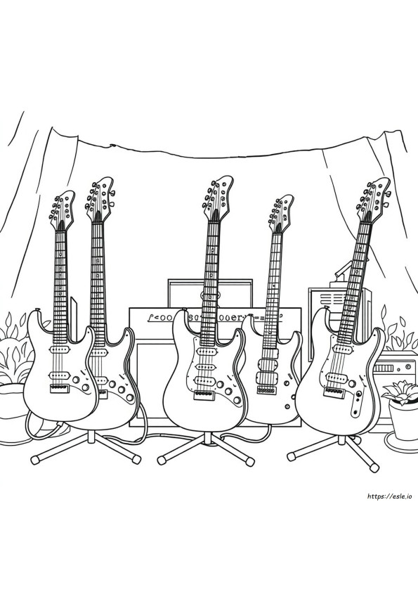 Desenhos De Guitarras Elétricas Para Colorir