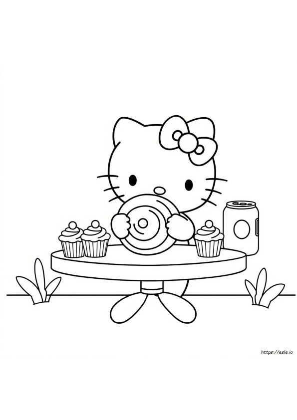 Cinnamon Roll Hello Kitty Coloring