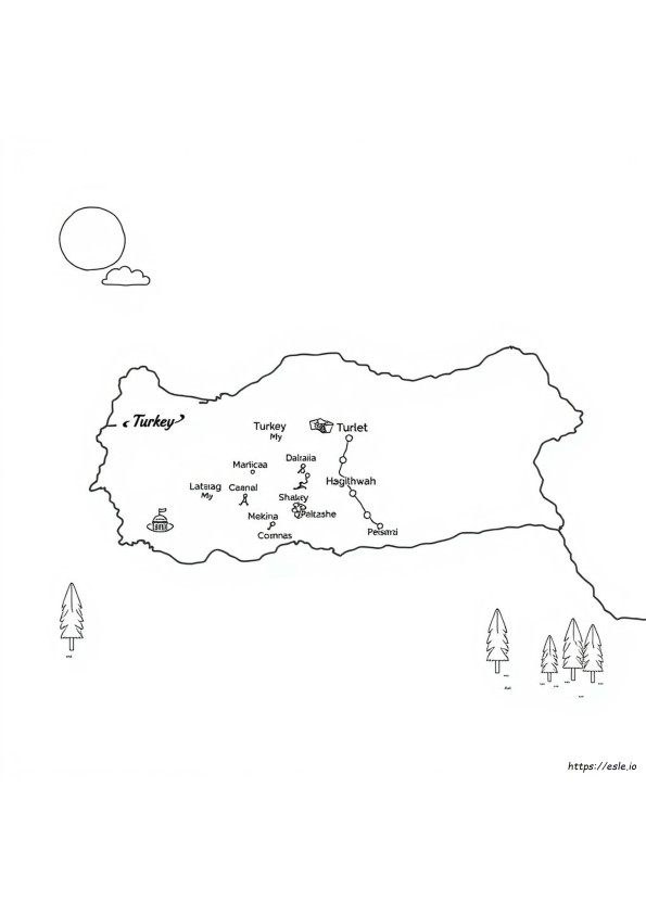 Mappa Della Turchia Da Colorare