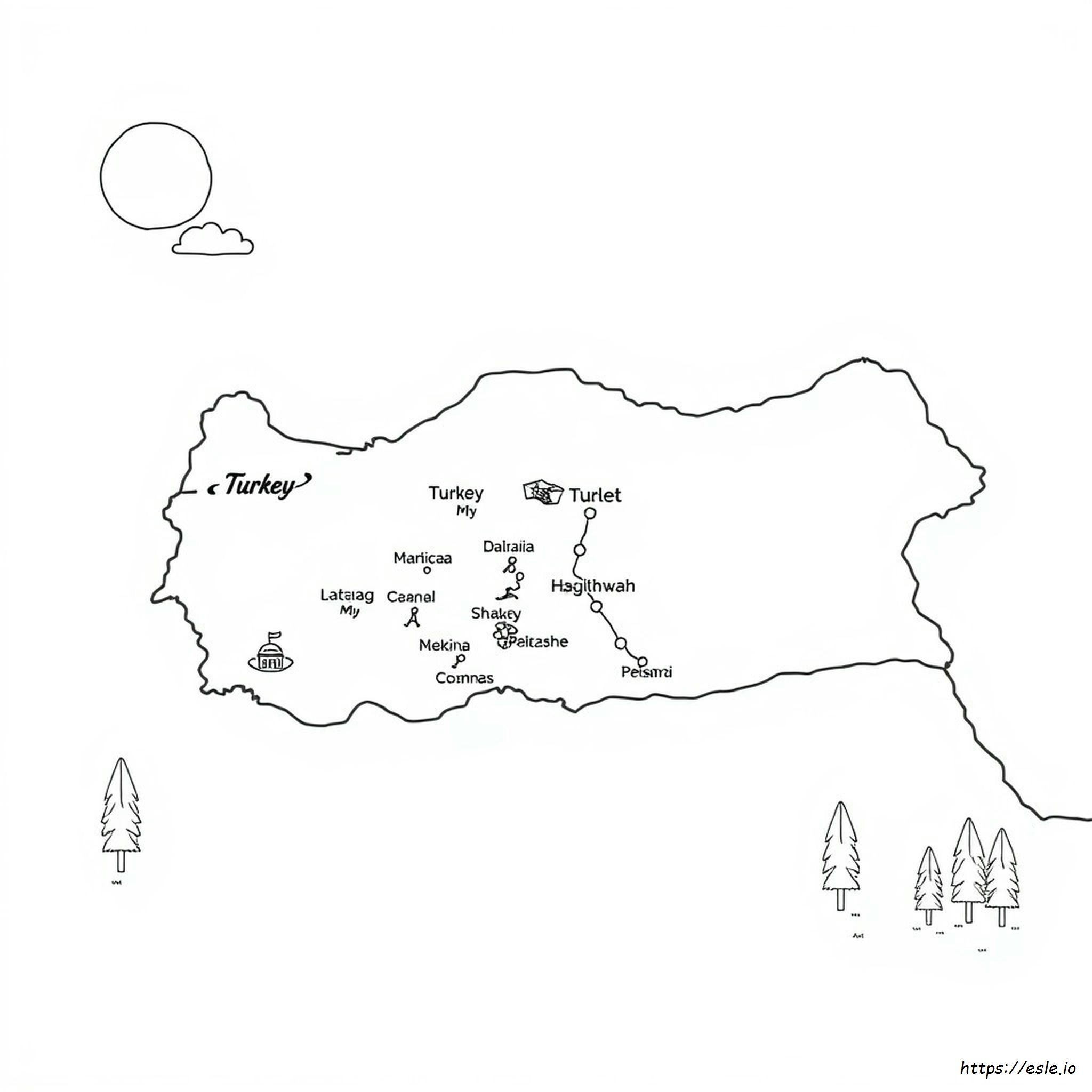 Map Of Turkey Coloring Page