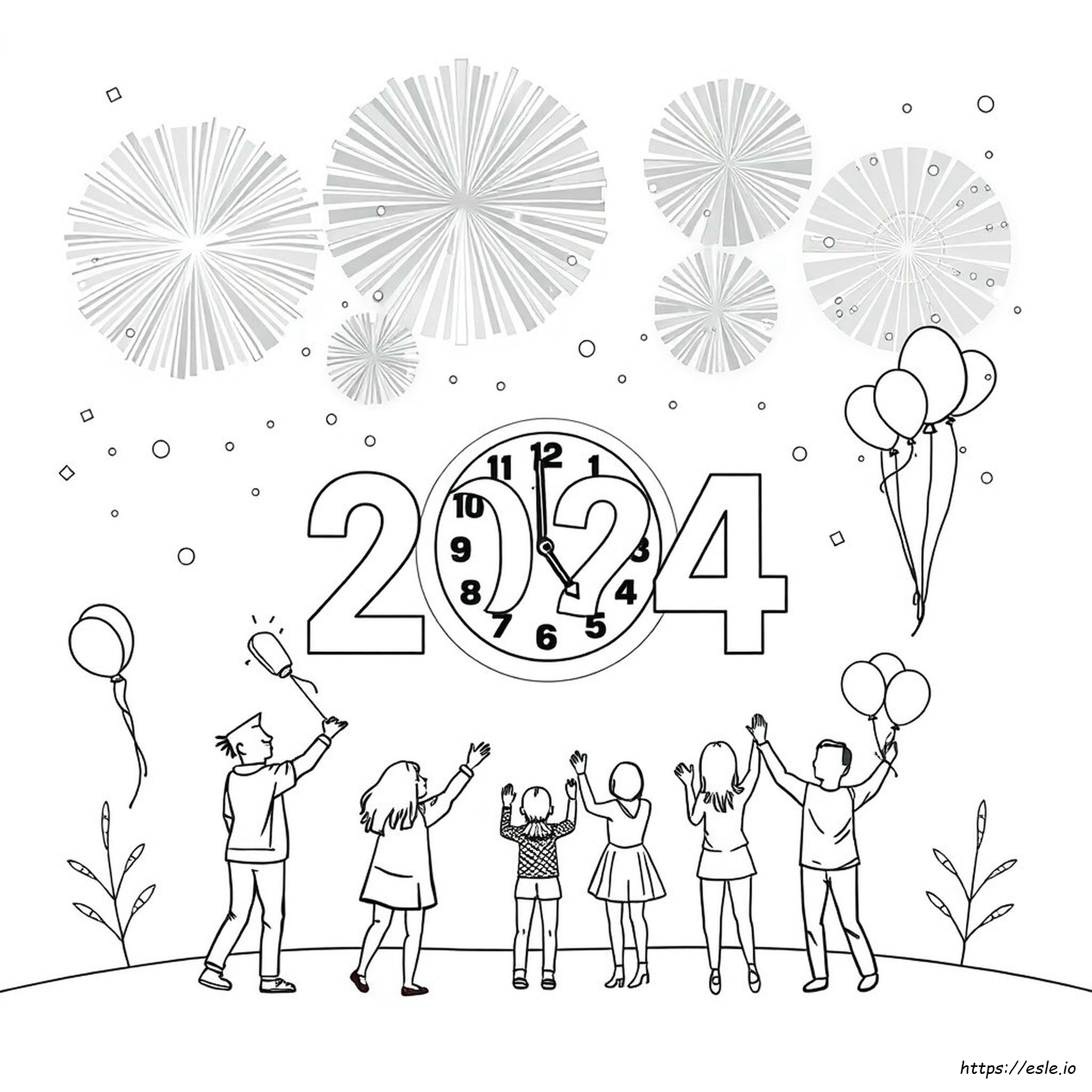 Nieuwjaarsdag 2024 Kleurplaat Gratis kleurplaat