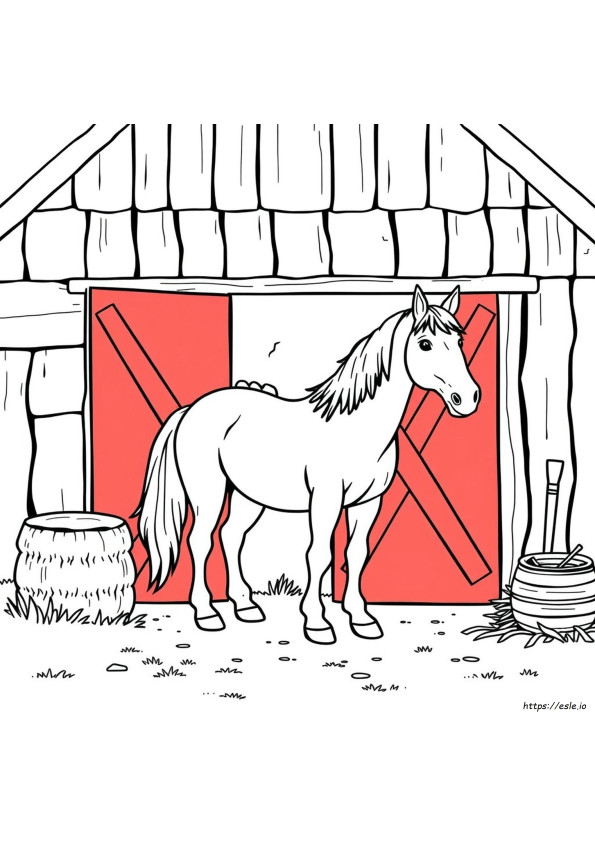 Cavallo E Fienile Da Colorare