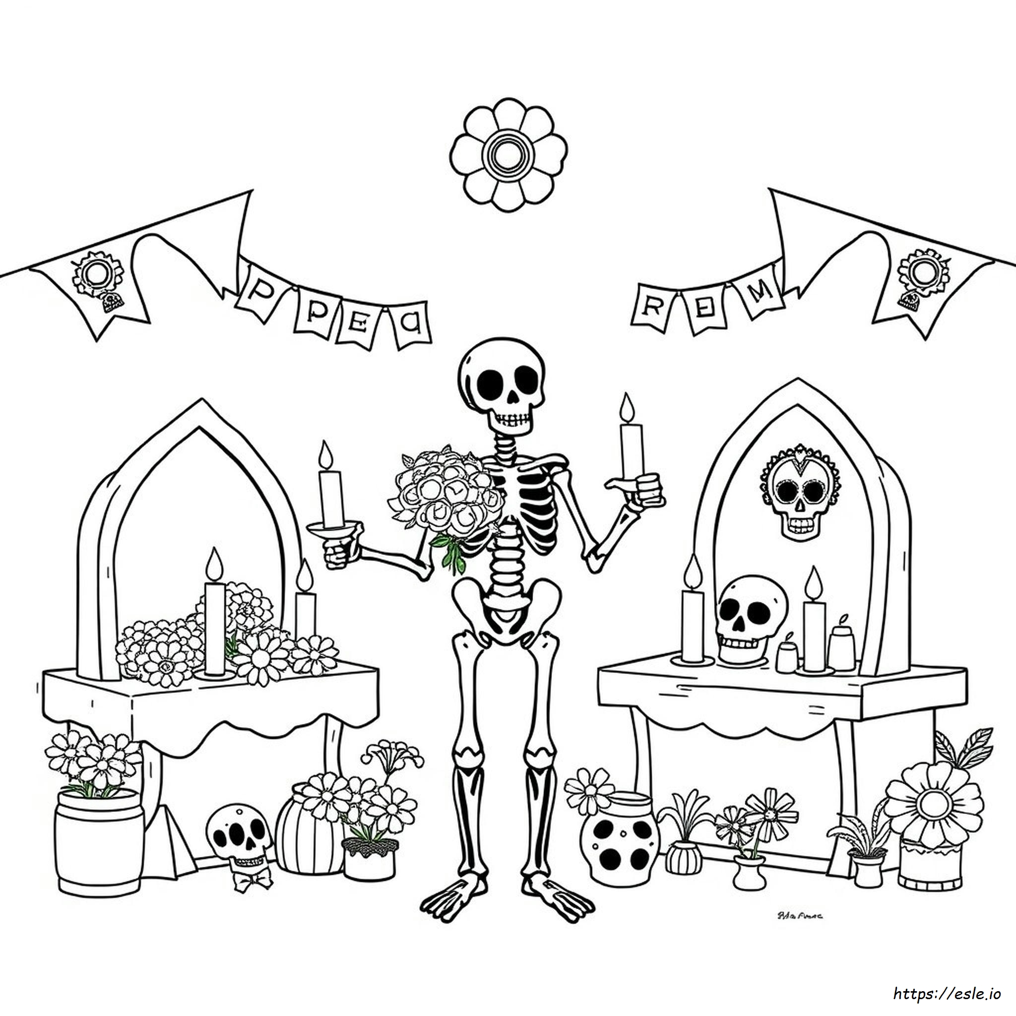Día De Los Muertos Kleurplaat Gratis Printen kleurplaat